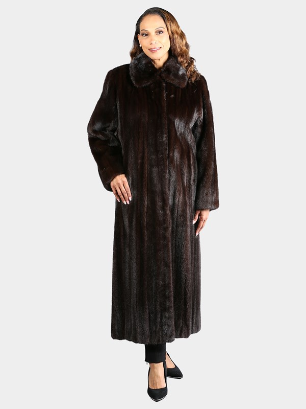 Woman's Natural Dark Mahogany Female Mink Fur Coat