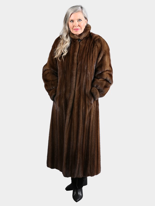 Woman's Natural Light Mahogany Female Mink Fur Coat