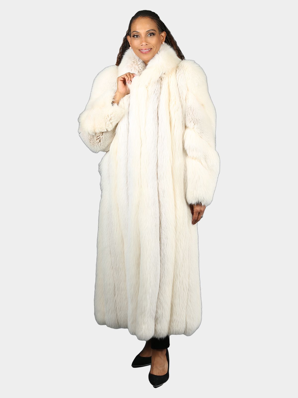 Ladies fox fur coats hot sale