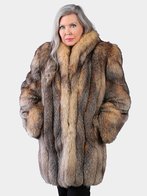 Woman's Natural Crystal Fox Fur Stroller