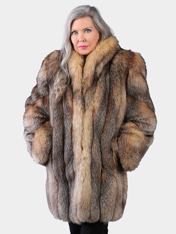 Woman's Natural Crystal Fox Fur Stroller