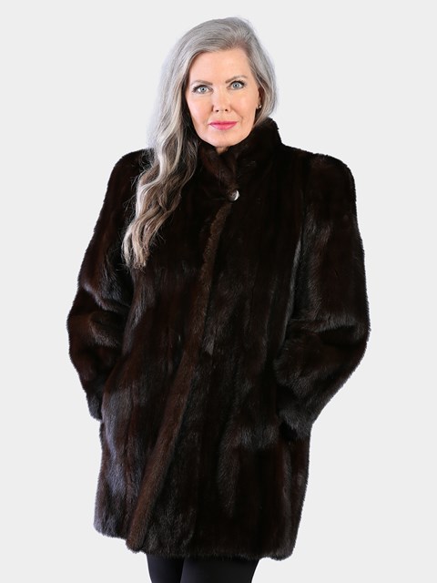 Woman's Natural Dark Mahogany Female Mink Fur Stroller