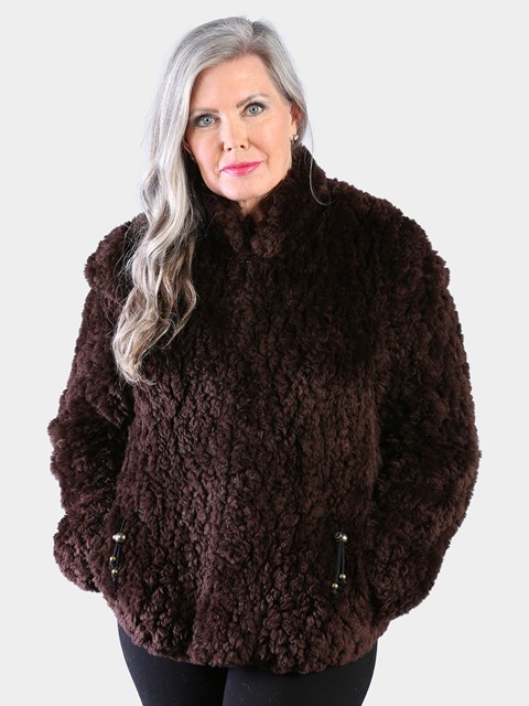 Woman's Lishman Dyed Espresso Sheared and Knit Beaver Fur Jacket