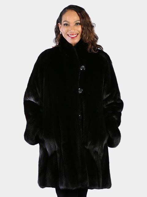 Woman's Natural Ranch Female Mink Fur Stroller Reversing to Leather