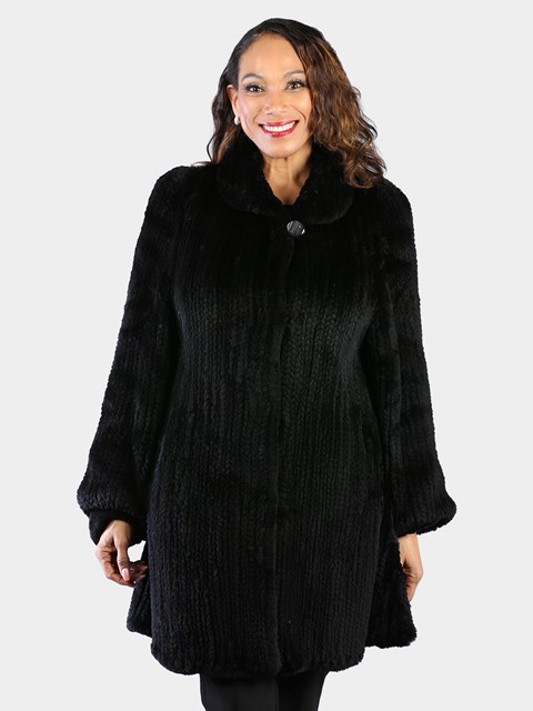 Woman's Dyed Black Sheared and Knit Mink Fur Stroller