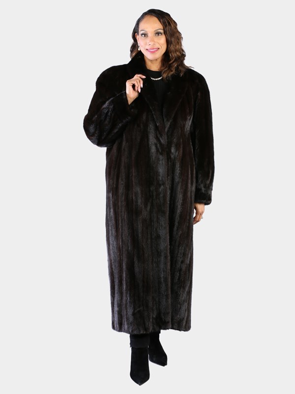 Woman's Plus Size Natural Deepest Mahogany Female Mink Fur Coat