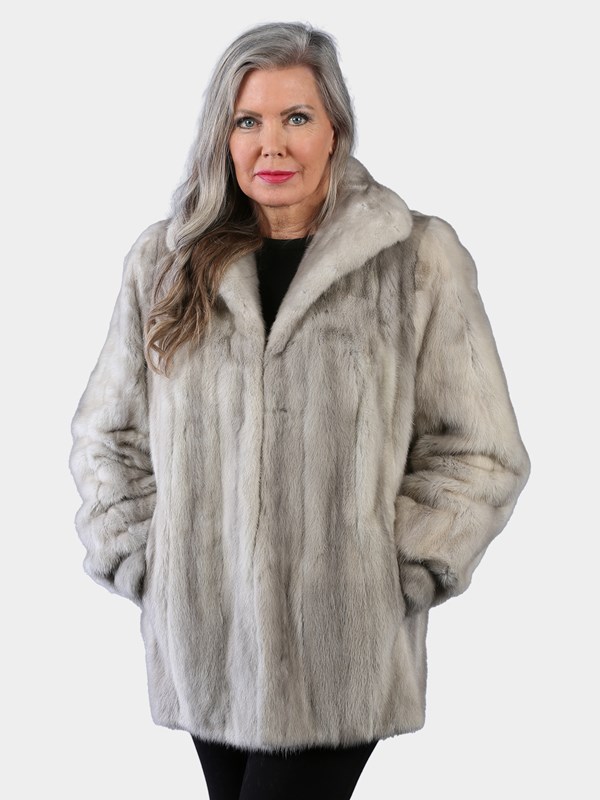 Woman's Natural Cerulean Female Mink Fur Jacket