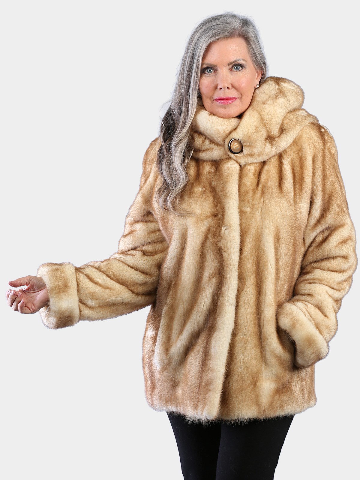 Woman's Natural Bleached Mahogany Female Mink Parka