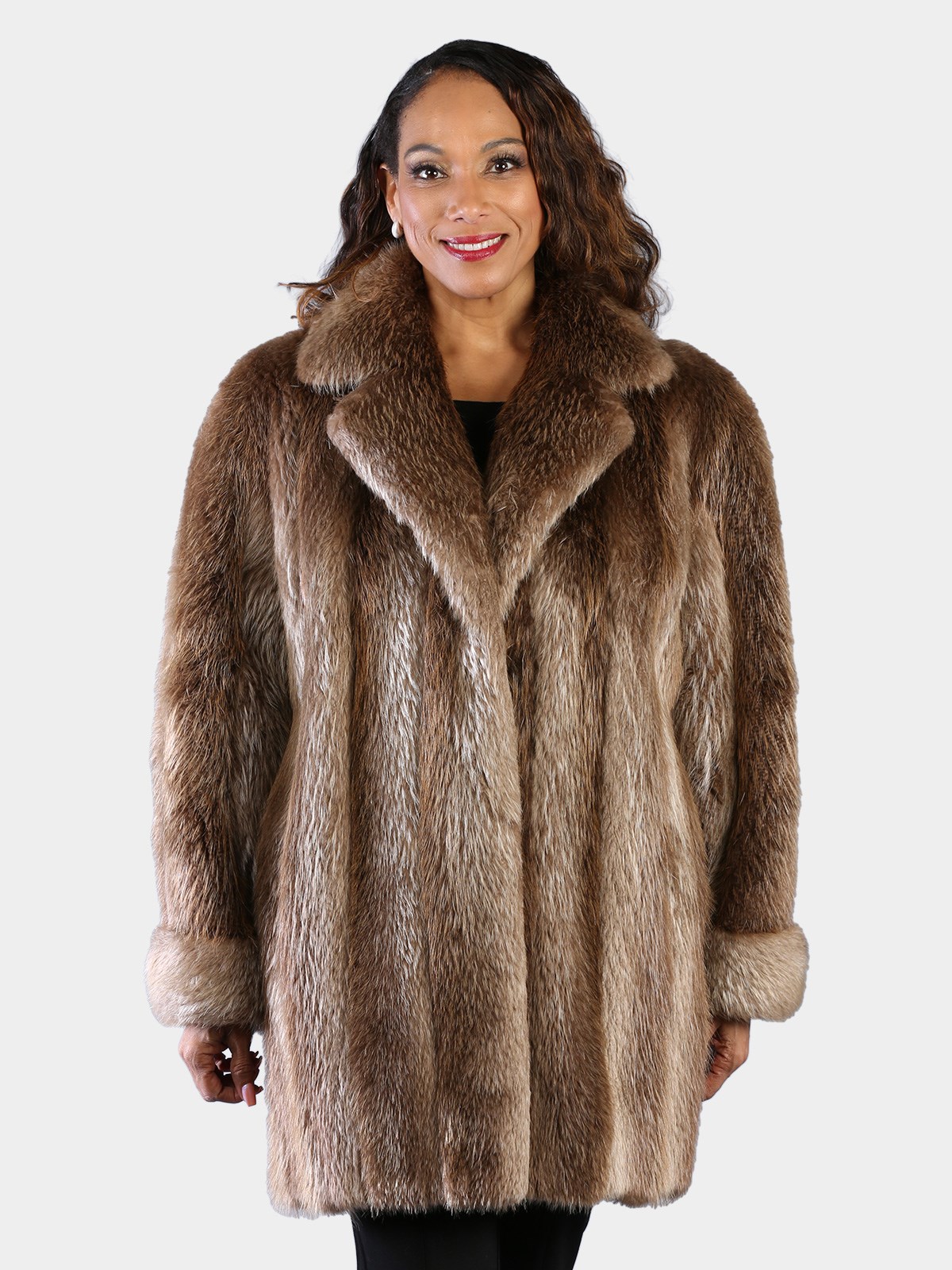 Woman's Natural Blond Long Hair Beaver Fur Stroller