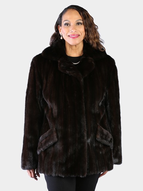 Woman's Natural Deep Mahogany Female Mink Fur Jacket