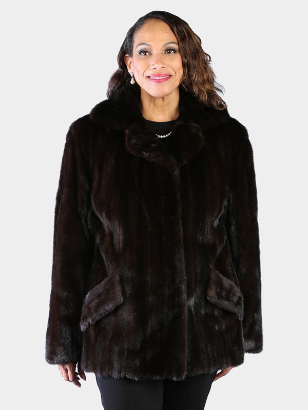 Woman's Natural Deep Mahogany Female Mink Fur Jacket