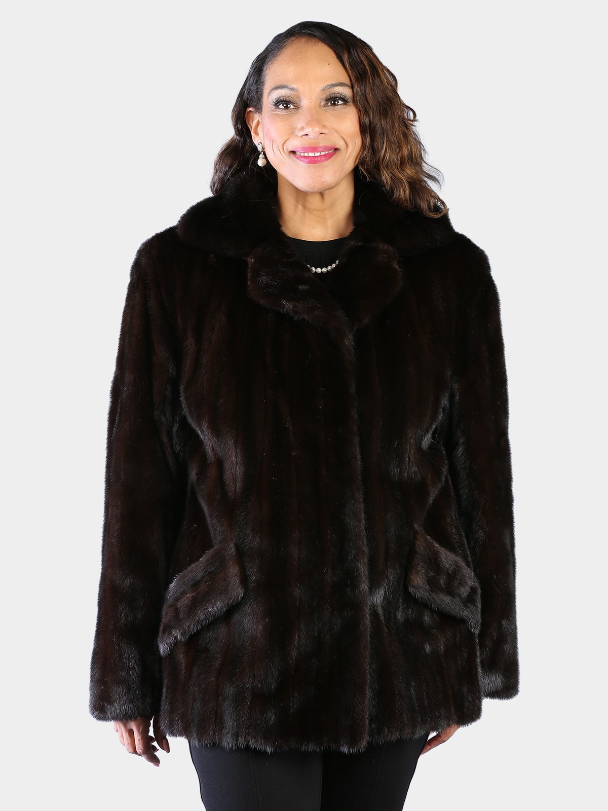 Woman's Natural Deep Mahogany Female Mink Fur Jacket