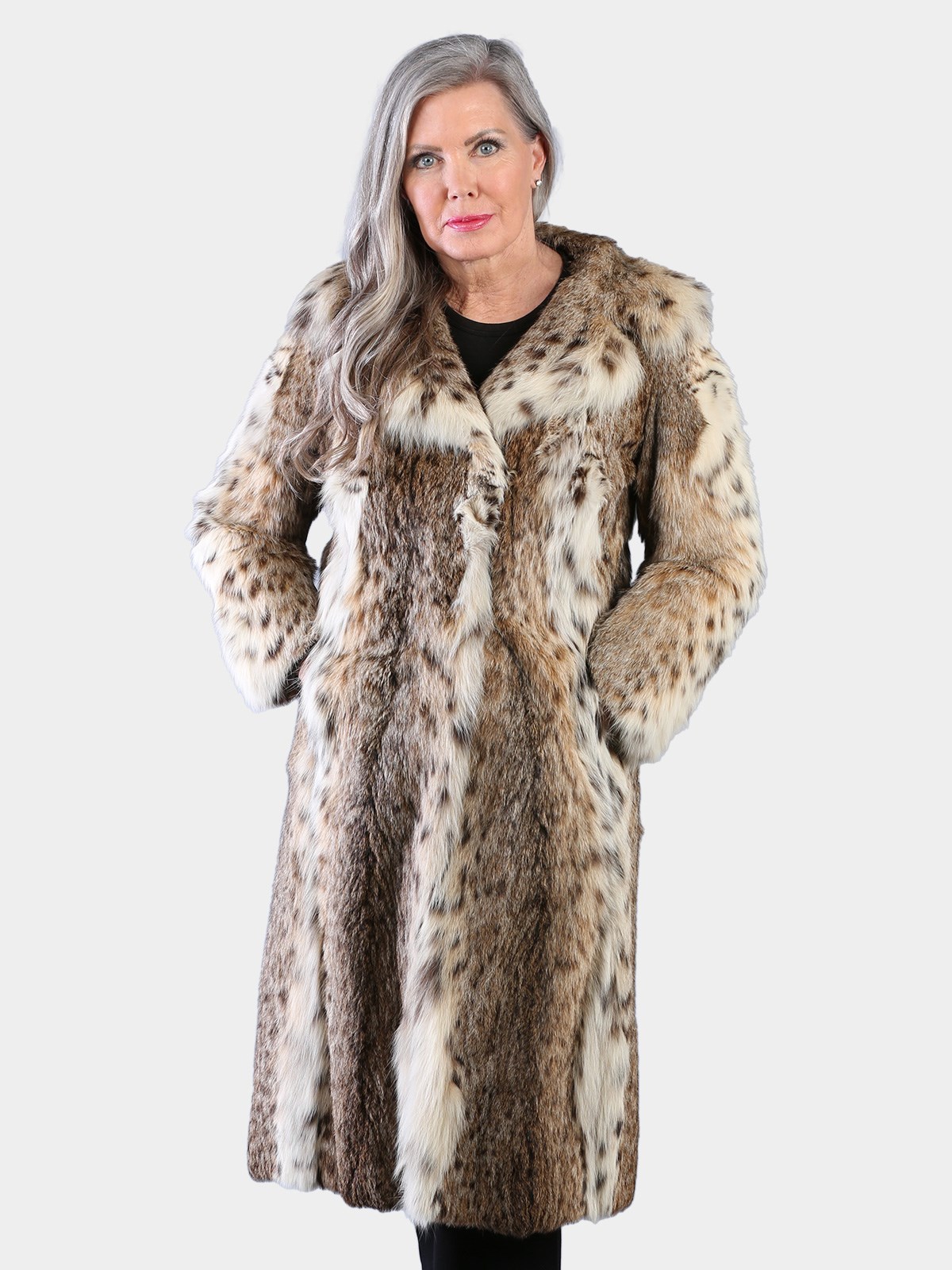 Woman's Vintage Natural Cat Lynx Fur Coat