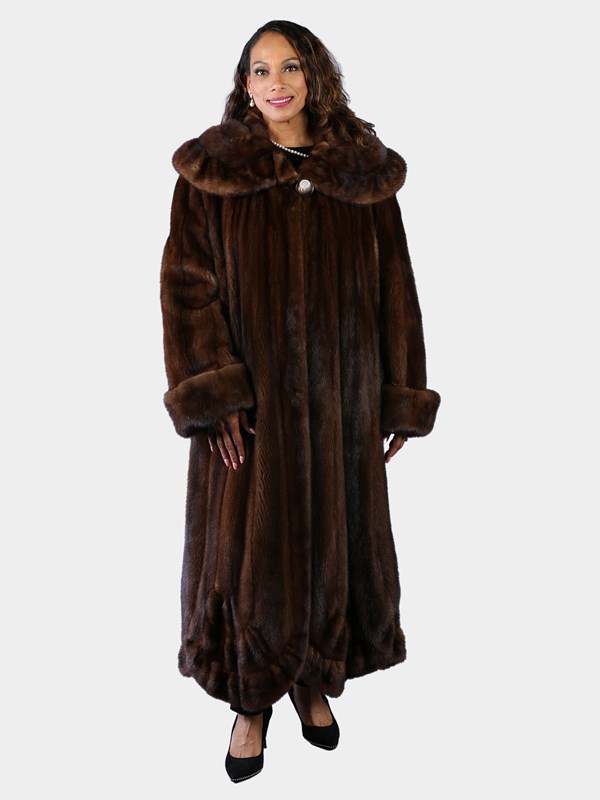 Woman's Plus Size Natural Mahogany Female Mink Fur Coat