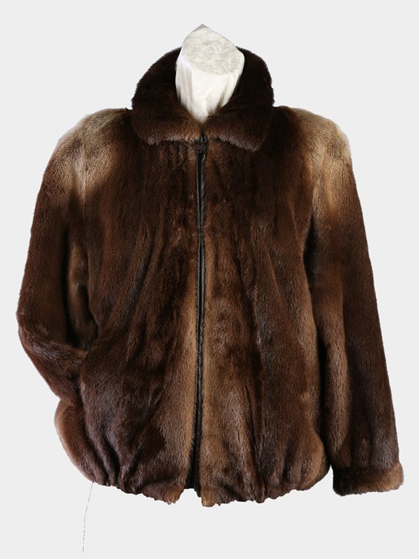 Man's Bomber Style Natural Otter Fur Jacket