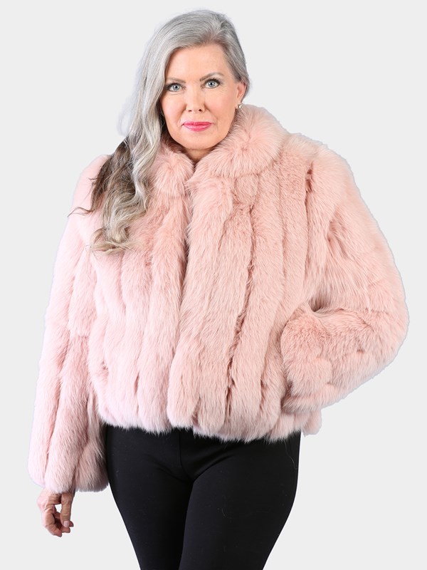 Woman's Petite Dyed Pink Fox Fur Jacket