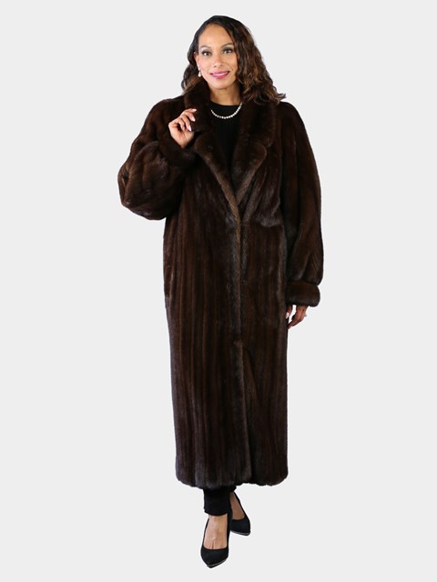 Woman's Plus Size Natural Mahogany Female Mink Fur Coat