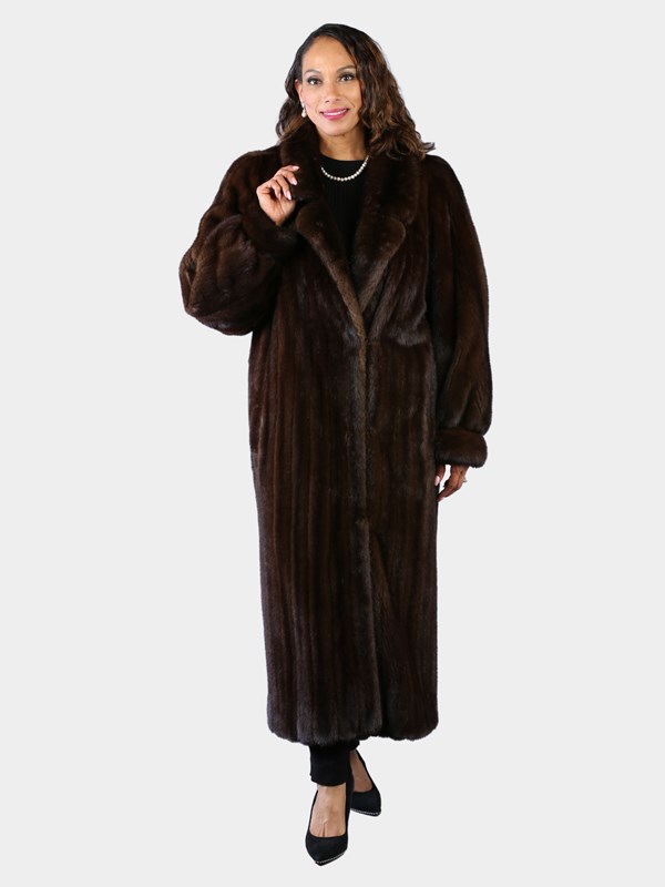 Woman's Plus Size Natural Mahogany Female Mink Fur Coat