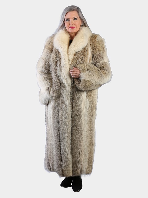 Woman's Natural Cayote Fur Coat with Shadow Fox Collar