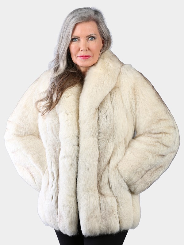 Woman's Petite Natural Blue Fox Fur Jacket
