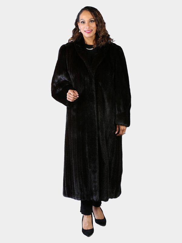Woman's Plus Size Natural Deepest Mahogany Female Mink Fur Coat