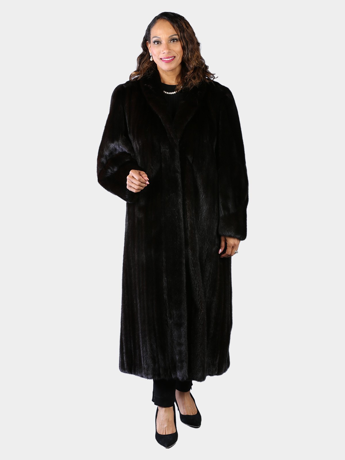 Woman's Plus Size Natural Deepest Mahogany Female Mink Fur Coat