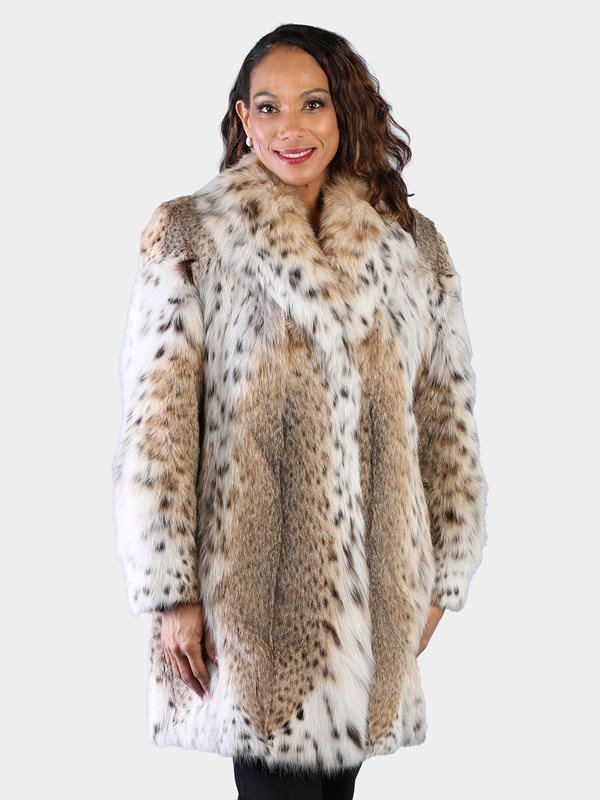 Woman's Natural Cat Lynx Fur Stroller