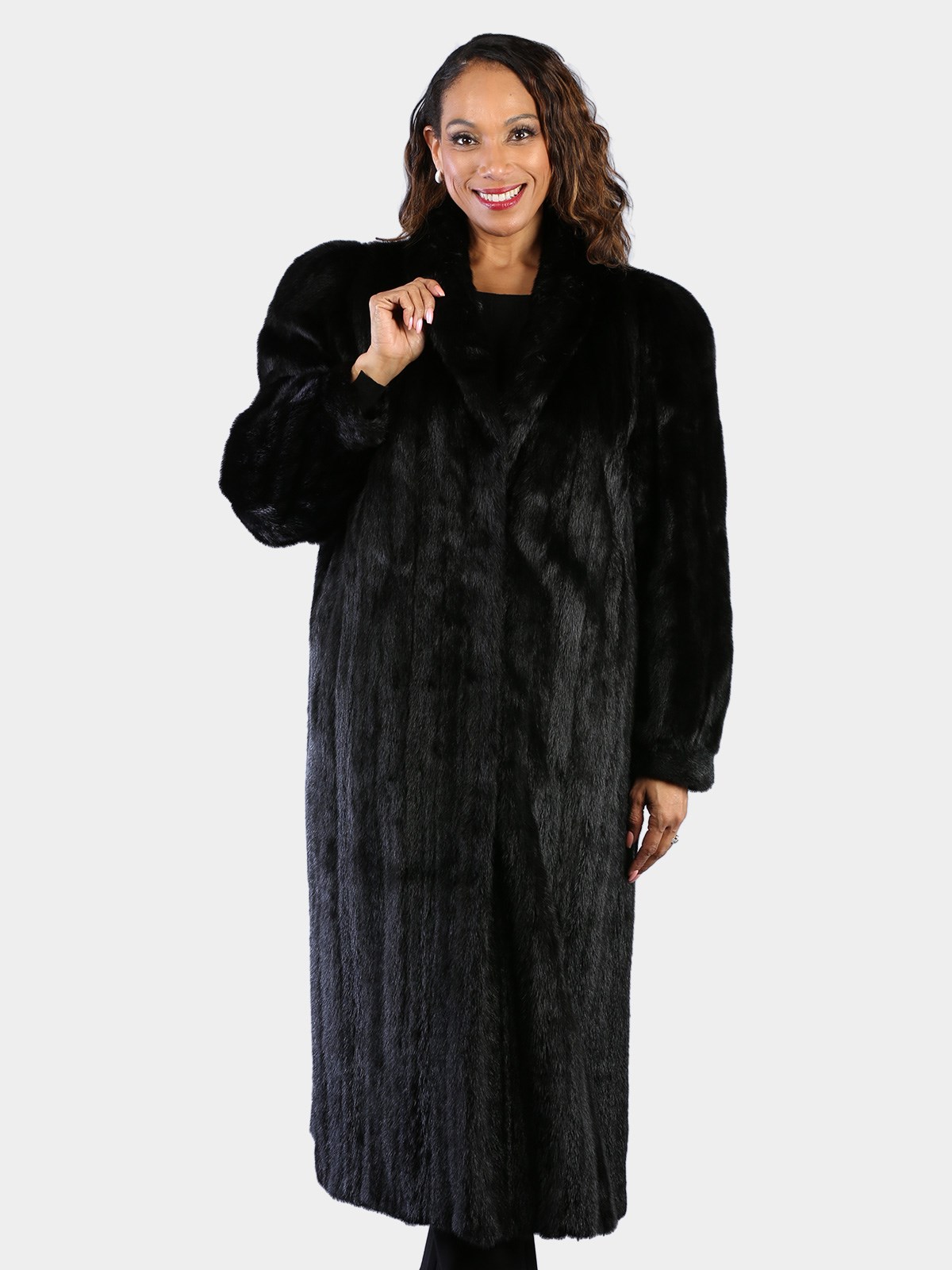 Woman's Dyed Black Ranch Female Mink Fur Coat