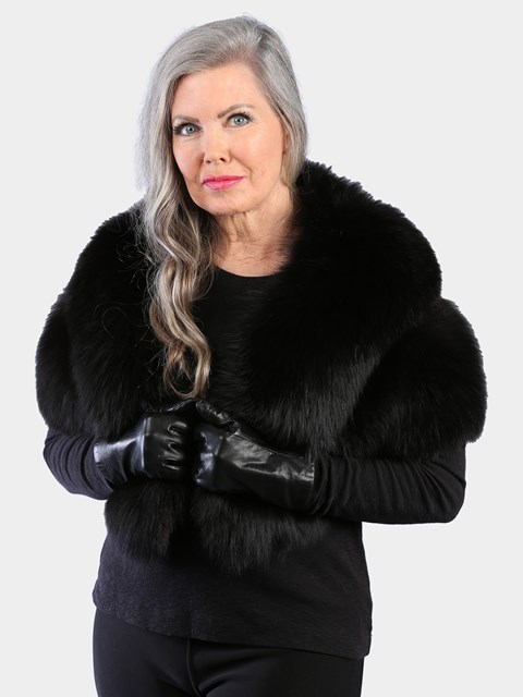 Woman's Dyed Black Fox Fur Stole