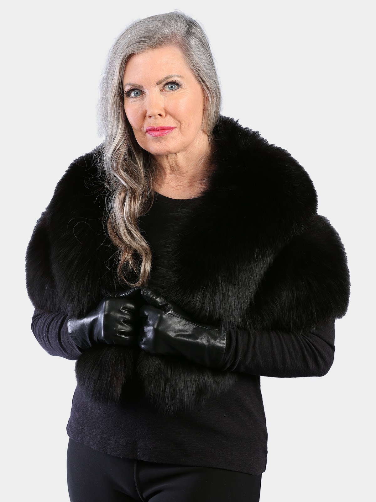 Woman's Dyed Black Fox Fur Stole