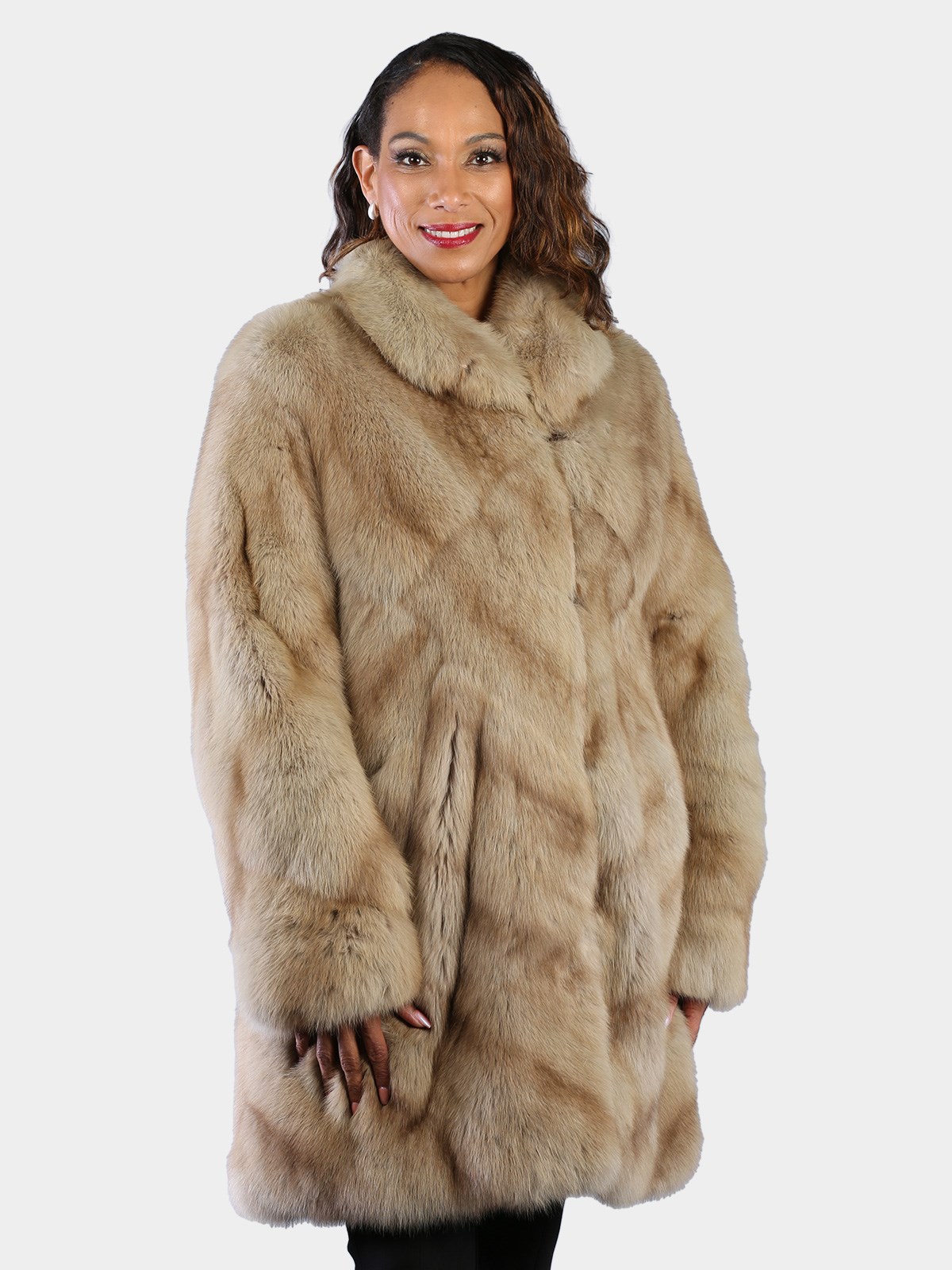 Woman's Dyed Tan Fox Fur 3/4 Coat