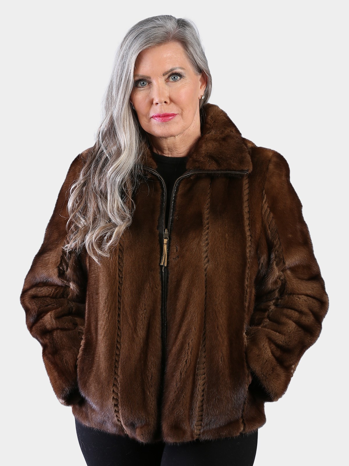 Woman's Demi Buff Female Mink Fur Jacket (Reversible)