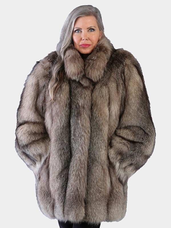 Woman's Natural Indigo Fox Fur Stroller