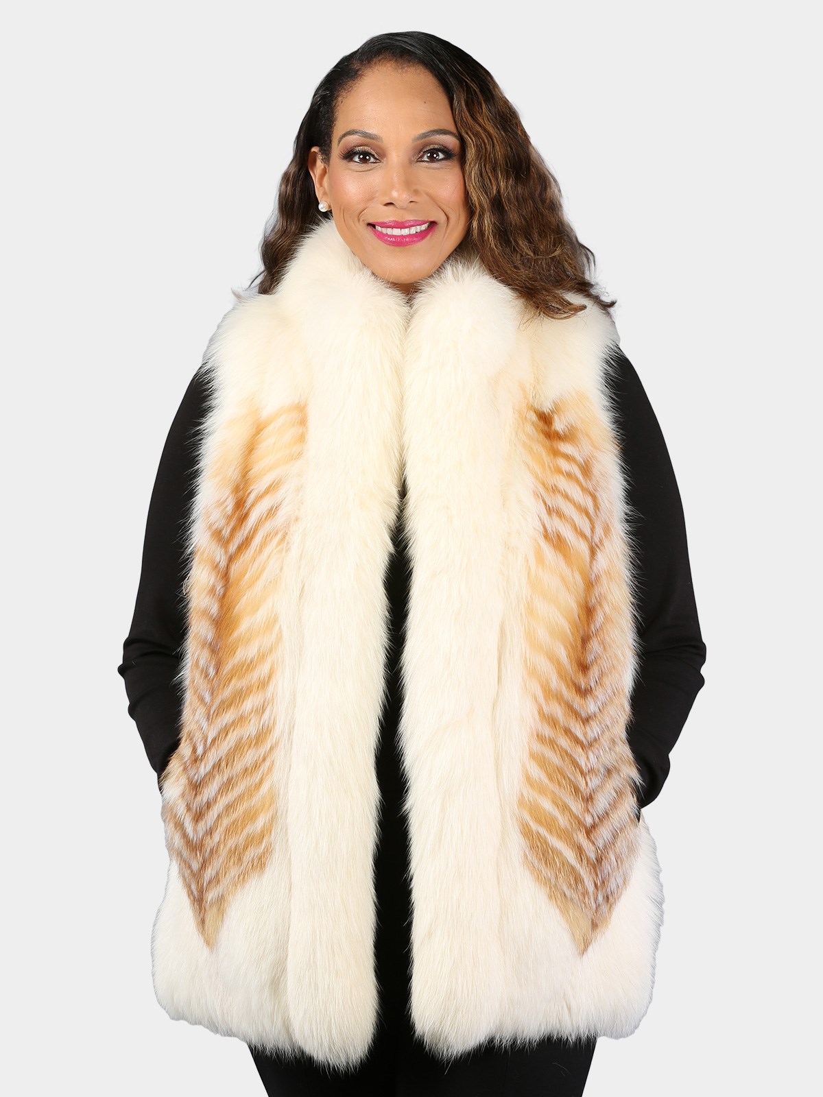 Woman's Natural Red and Shadow Fox Fur Vest