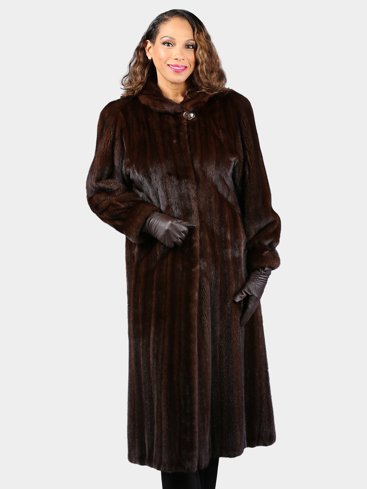 Woman's Natural Mahogany Female Mink Fur Coat