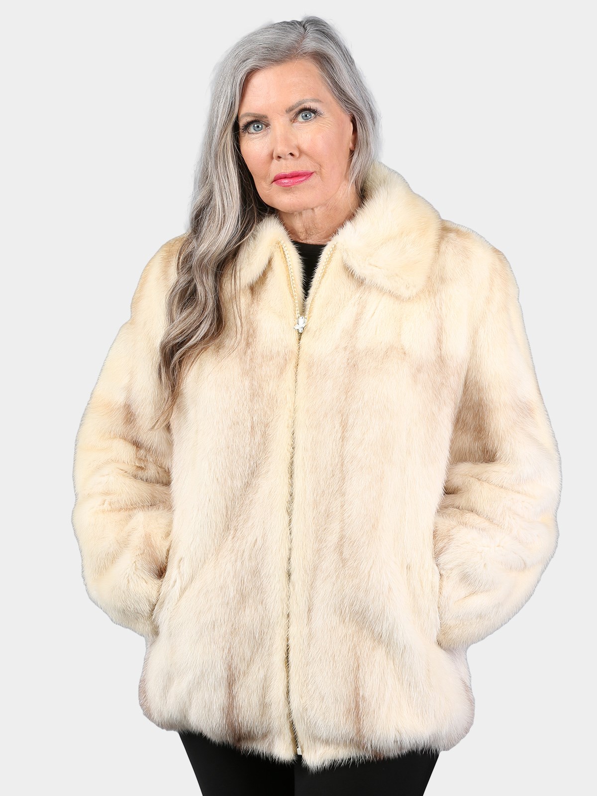 Woman's Natural Brown Cross Mink Fur Jacket