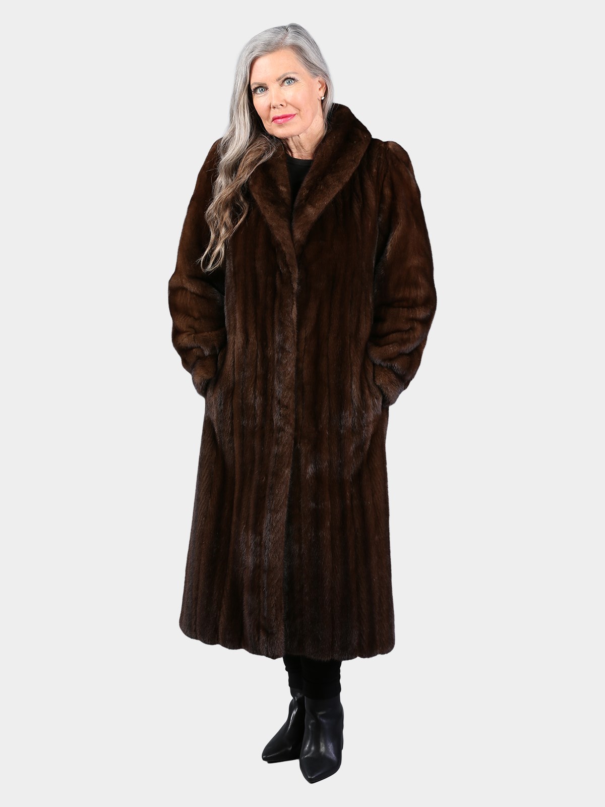 Woman's Natural Mahogany Female Mink Fur Coat