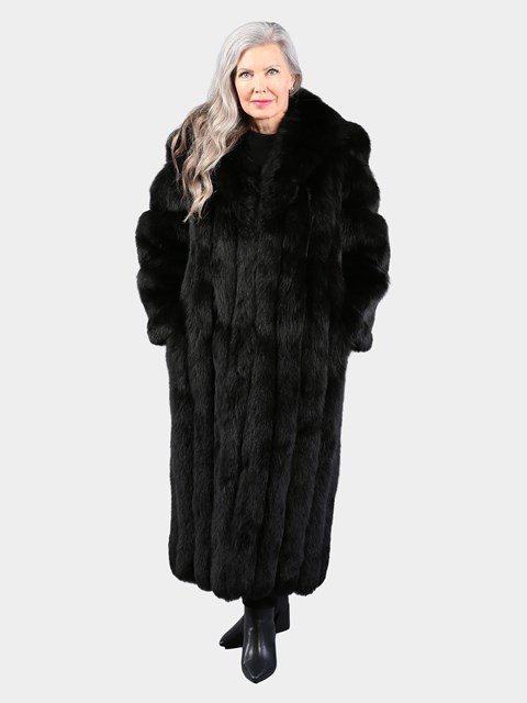 Woman's Dyed Black Fox Fur Coat