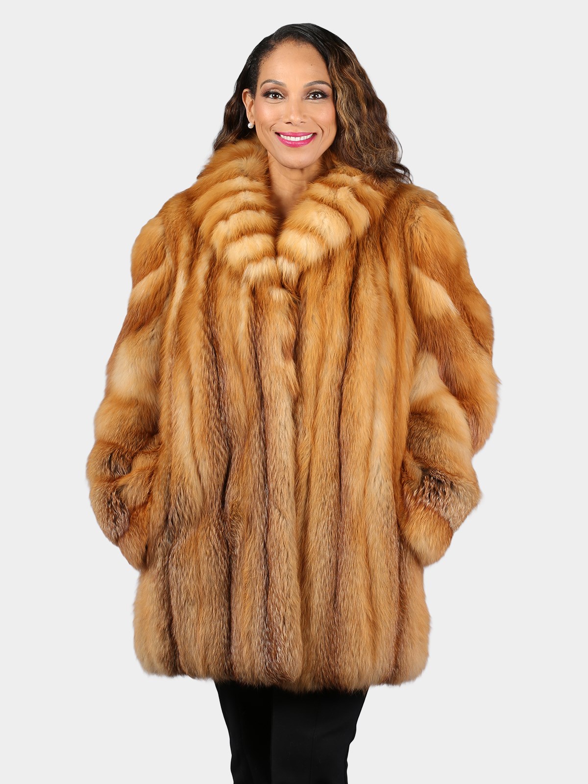 Woman's Natural Red Fox Fur Stroller