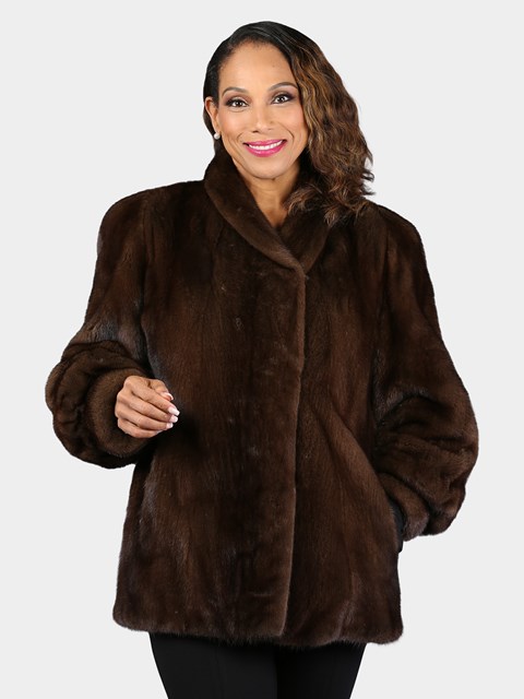 Woman's Natural Mahogany Mink Fur Jacket