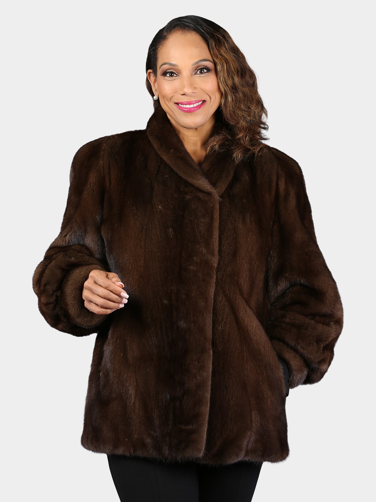 Woman's Natural Mahogany Mink Fur Jacket