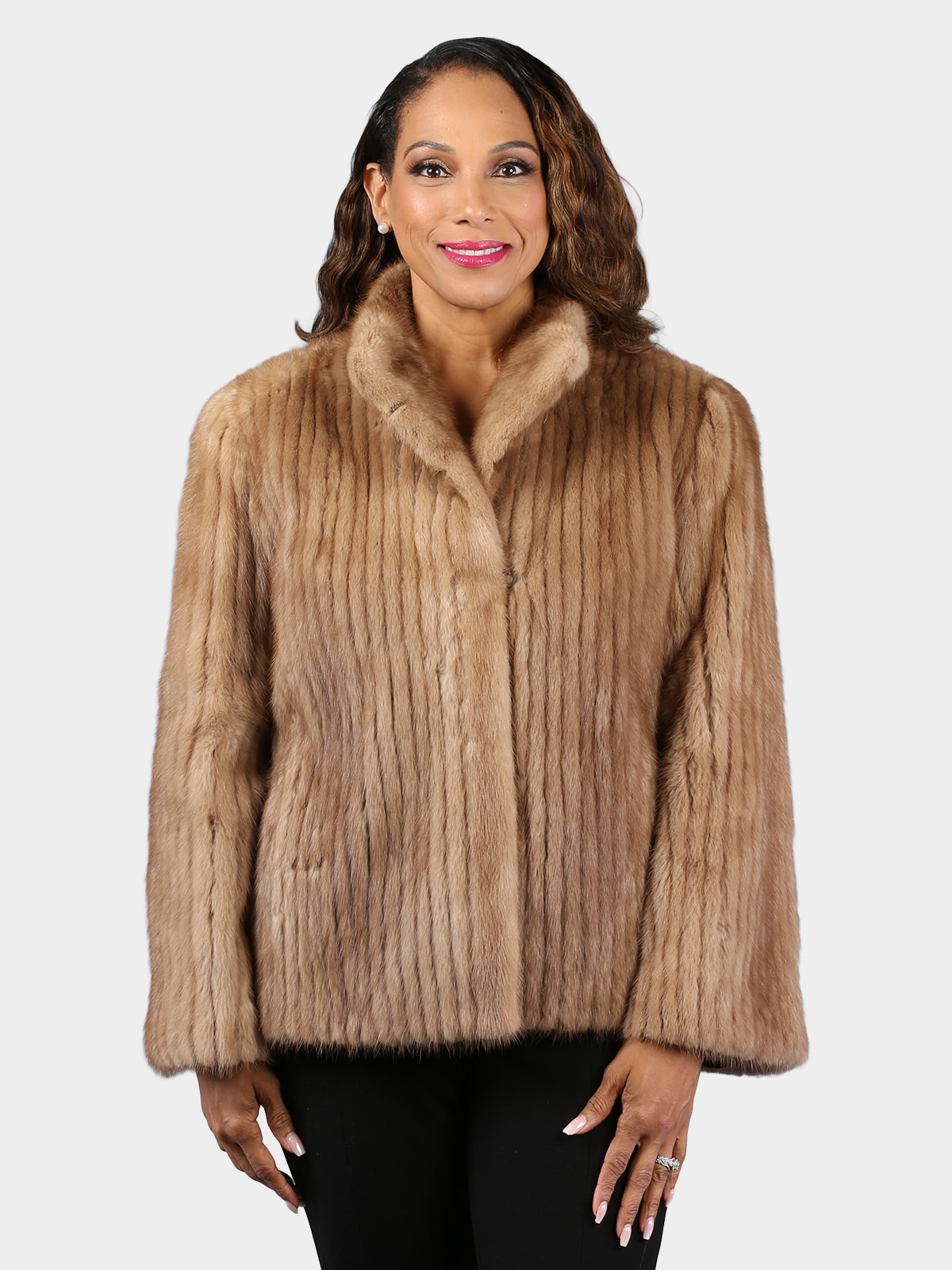 Woman's Natural Pastel Cord Cut Mink Fur Jacket