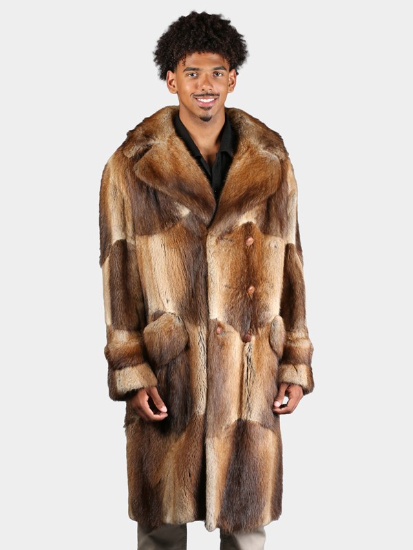 Man's Vintage Natural Muskrat Fur Coat