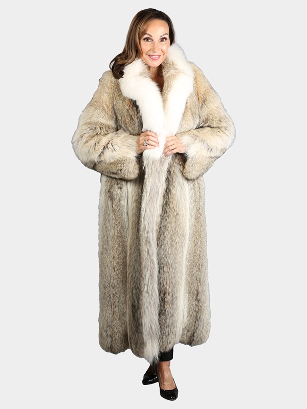 Woman's Natural Cayote Fur Coat with Shadow Fox Collar