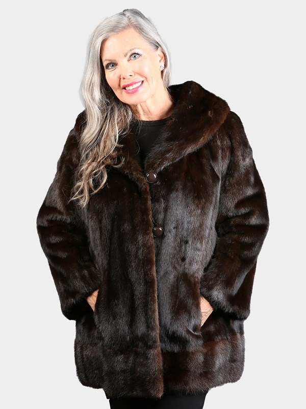 Woman's Vintage Natural Mahogany Mink Fur Jacket