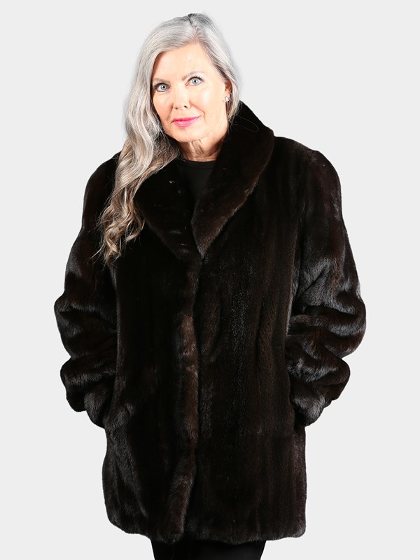 Woman's Natural Deepest Mahogany Mink Fur Stroller