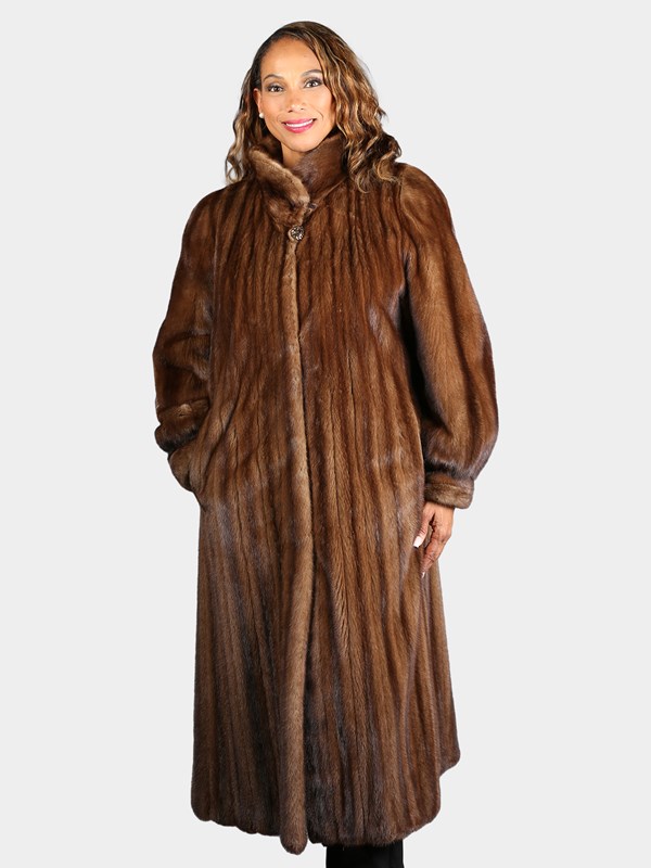 Woman's Light Mahogany Female Mink Fur Coat