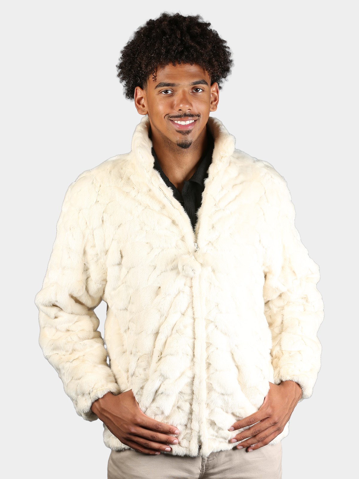 Man's Natural Tourmaline Sculptured Mink Fur Jacket