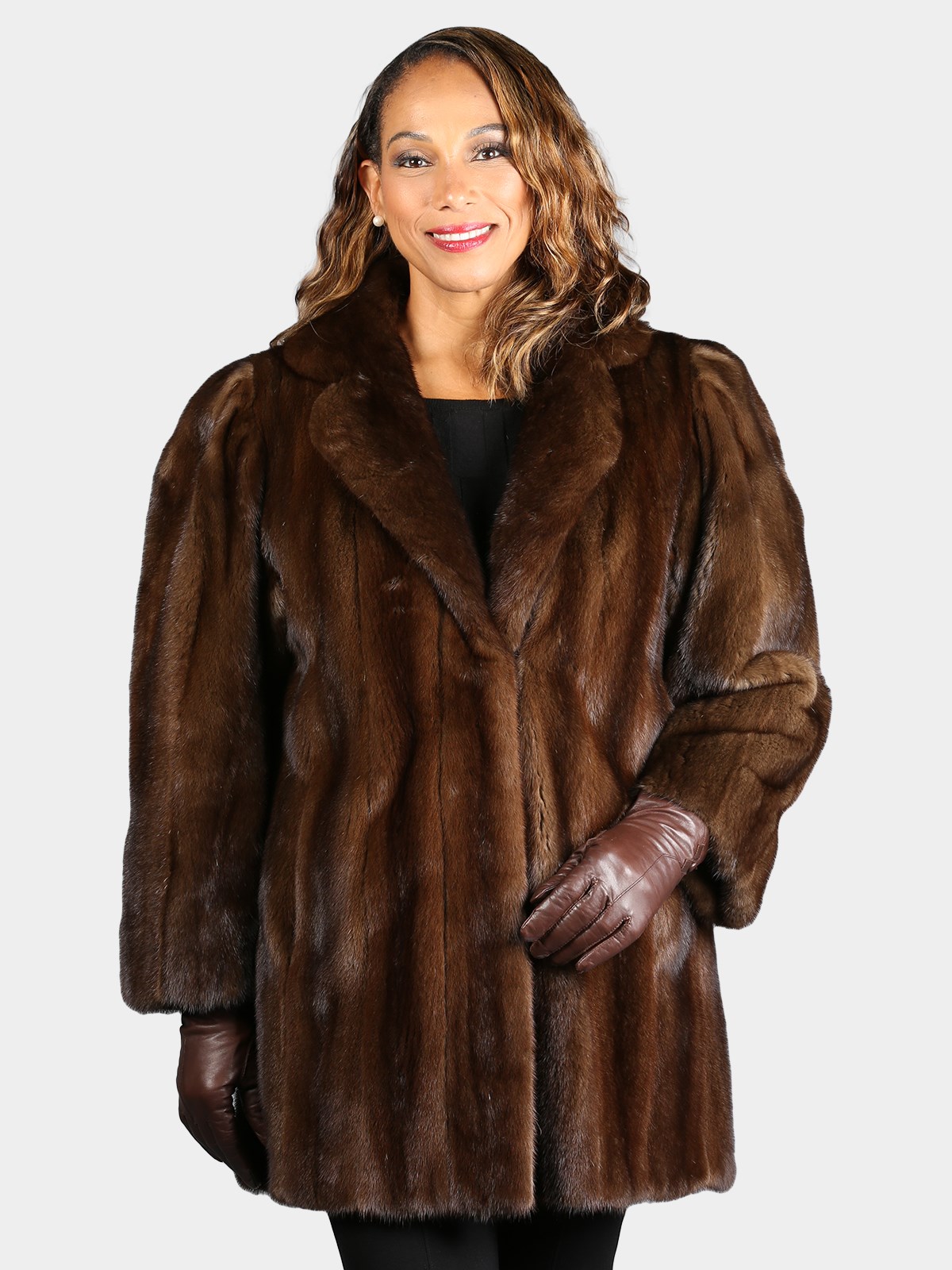 Woman's Natural Mahogany Female Mink Fur Stroller