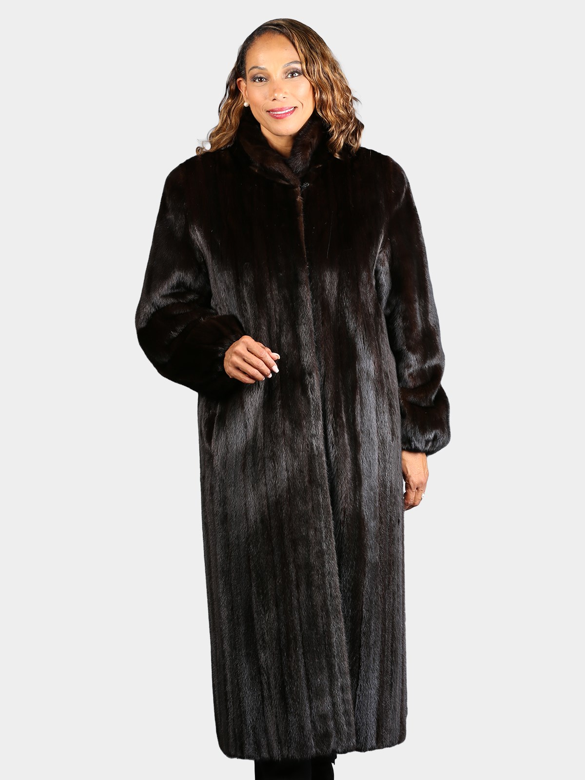 Woman's Natural Deepest Mahogany Female Mink Fur Coat